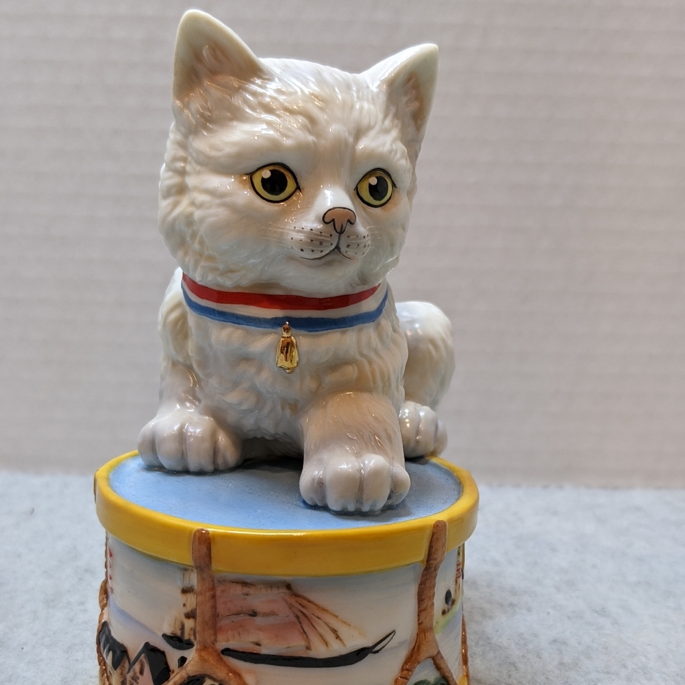 Anna Perenna Percelain Limited Edition Cat on a Drum